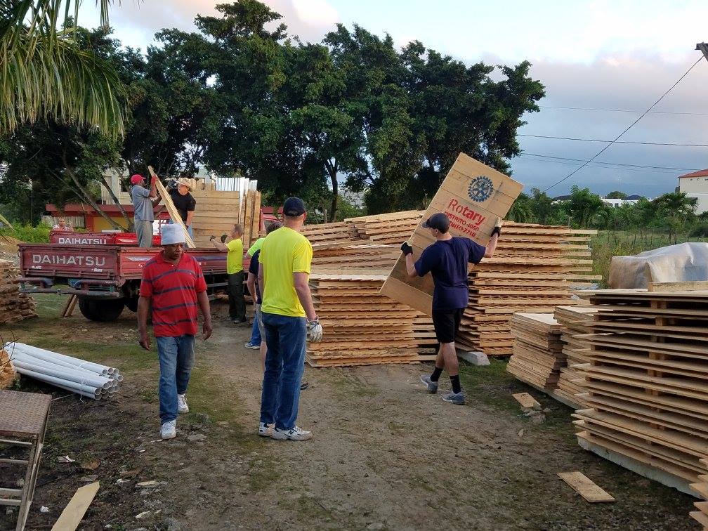 Rotarians hard at work on the 2018 latrine project in the Dominican Republic.