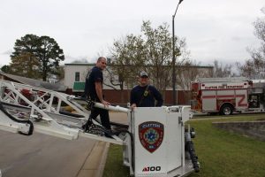 (L) to (R): Clayton Fire Department Ladder 2 C-Shift Captain Kyle Driver and Engineer Joel Shanks